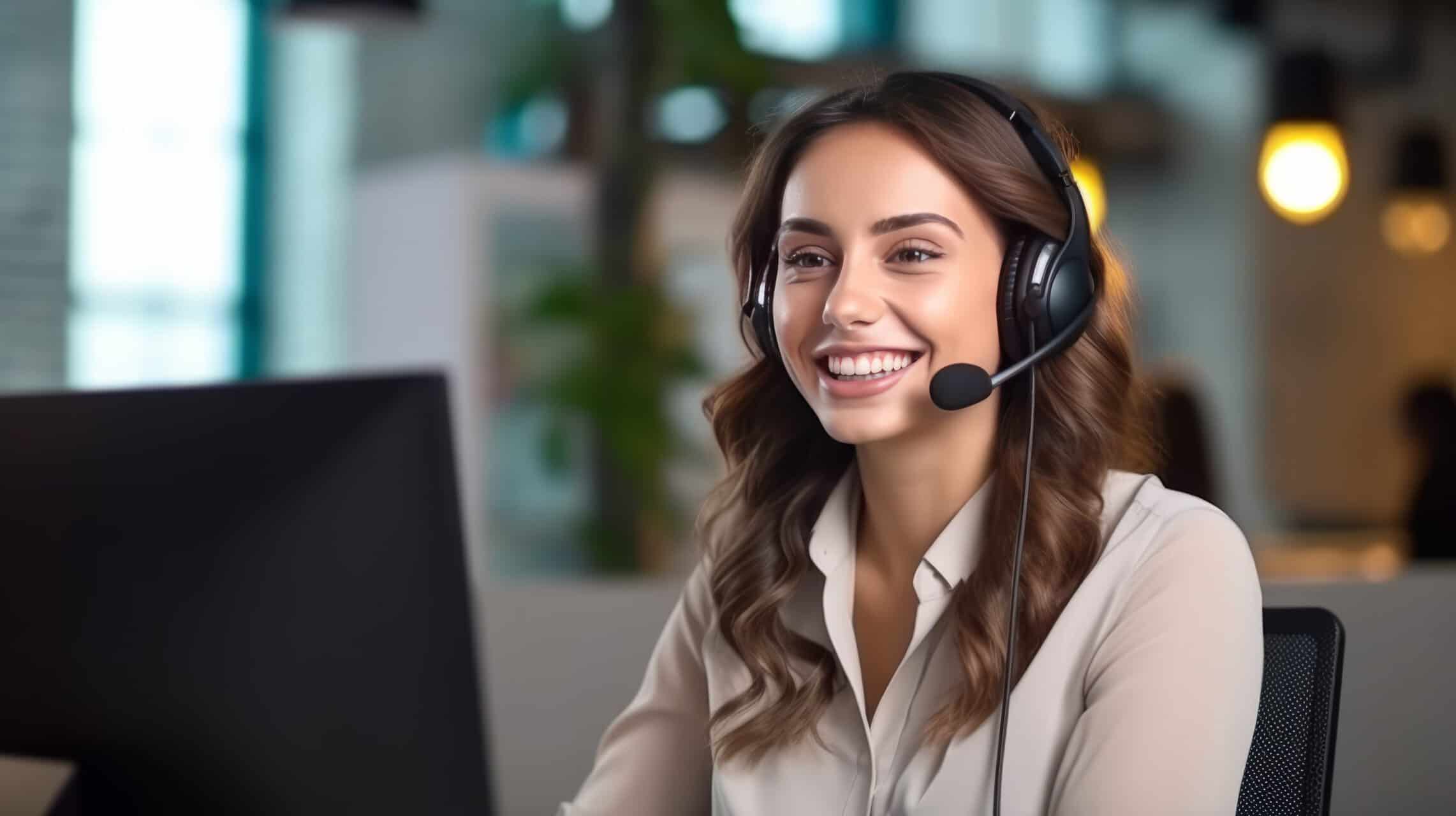 a man wearing a headset sitting in front of a computer